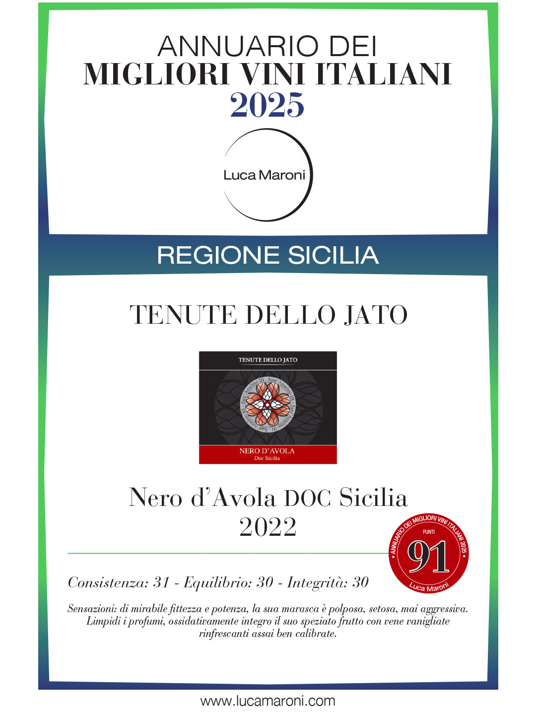 Tenute dello Jato "Sant'Anselmo Nero d'Avola" Sicilia DOC 2024 (Box 3 Bottiglie)