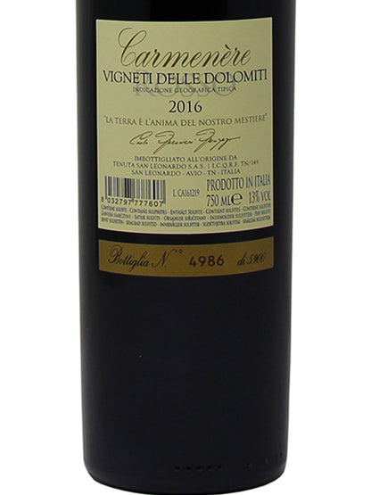 San Leonardo "Carmenère" Vigneti delle Dolomiti IGT 2016