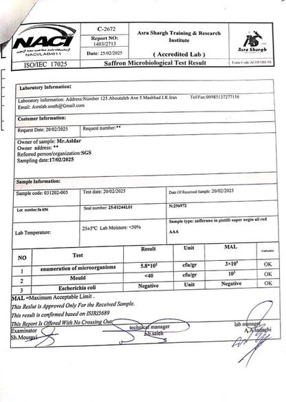 Simorgh Zafferano Super Negin All Red 1° cat. AAA (Box 3g)