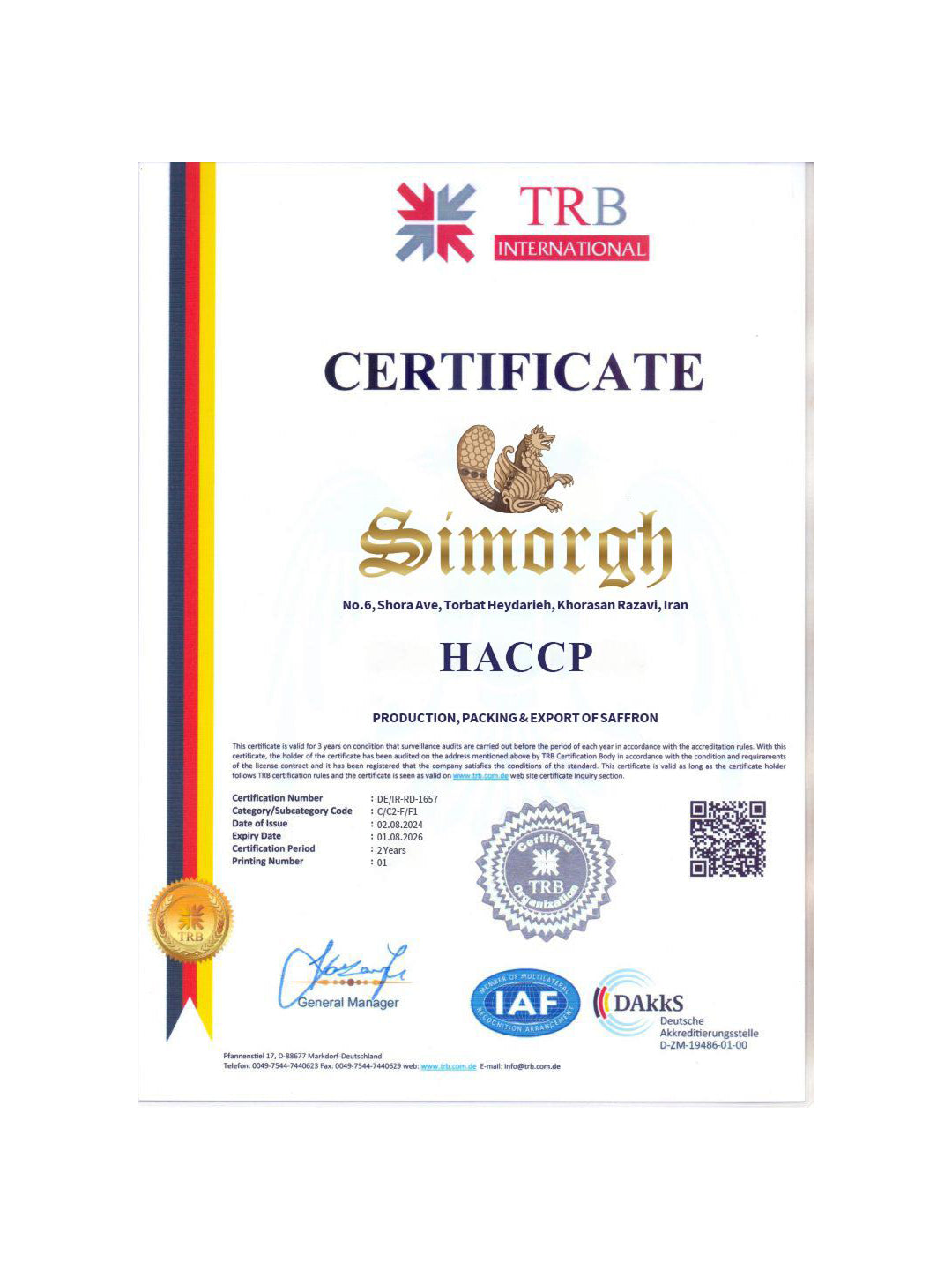 Simorgh Zafferano Super Negin All Red 1° cat. AAA (Box 12 pack da 1g)